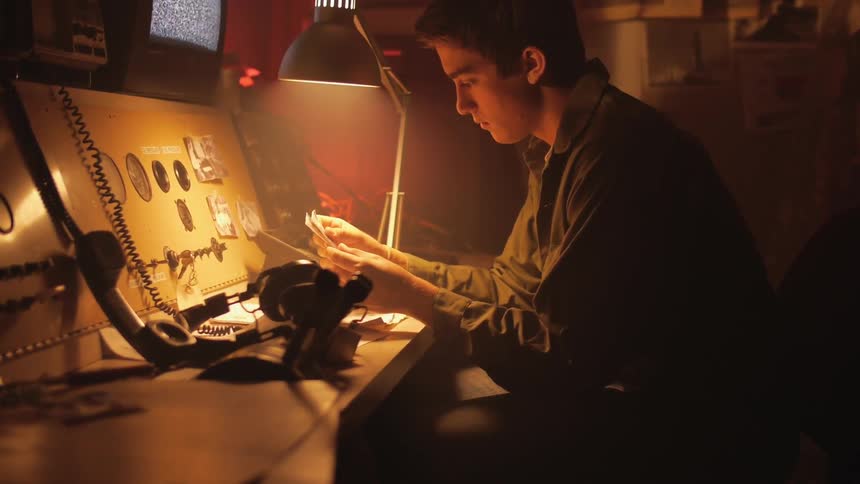 A man works at a desk