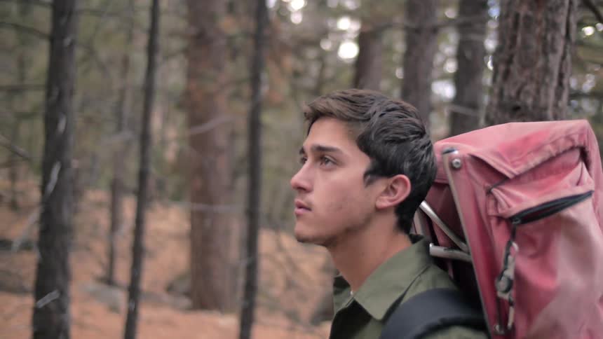 Man hiking int he woods