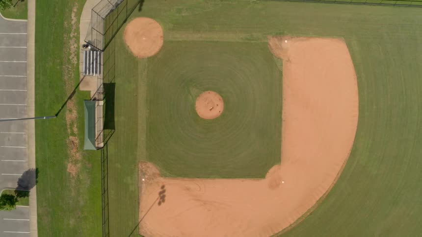 Freshly mown baseball diamond