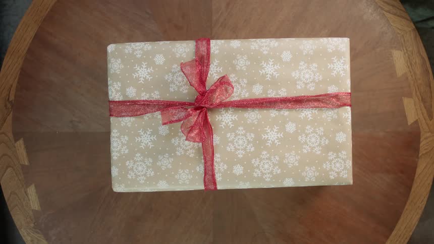 Present sits on coffee table