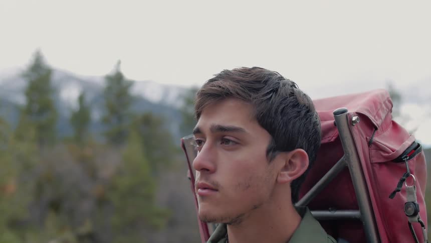 A person wearing a backpack