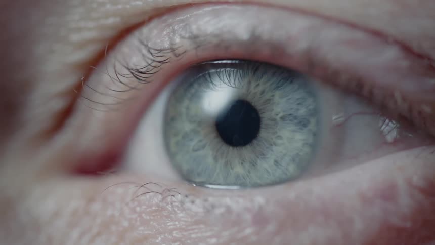The iris of an eye is contracting