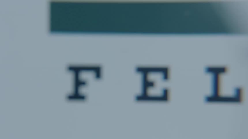 Letters are shown on an eye exam chart