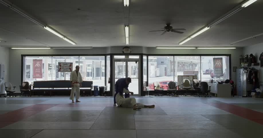 Two men face off in a martial arts match