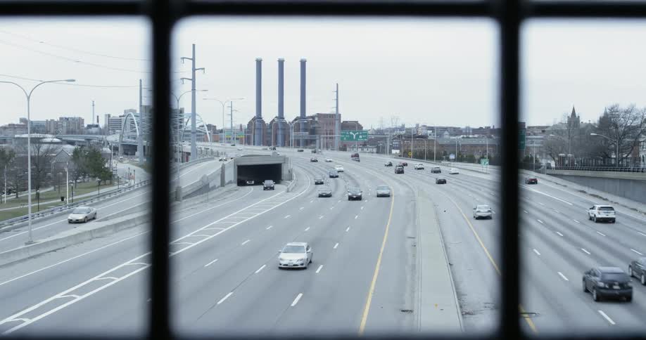 Cars travel along an interstate