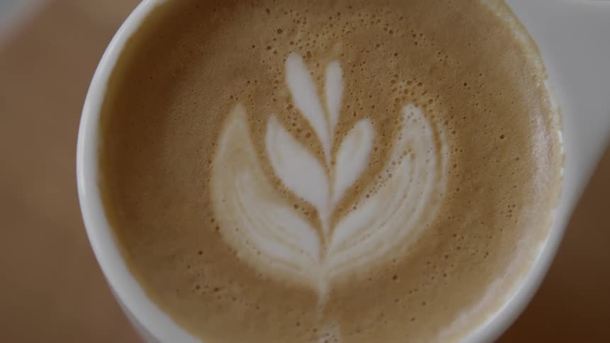 View of a foam design in a coffee drink