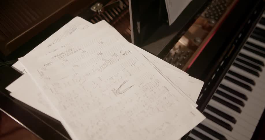 Sheet music set atop a piano