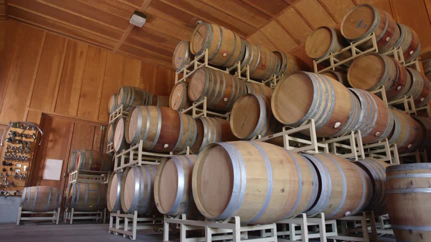 Room with barrels stacked all over