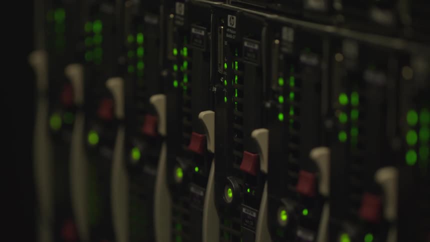 Lights flashing on a server