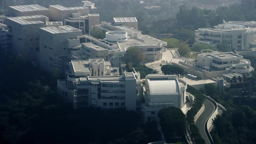 The getty center  sits on a hilltop