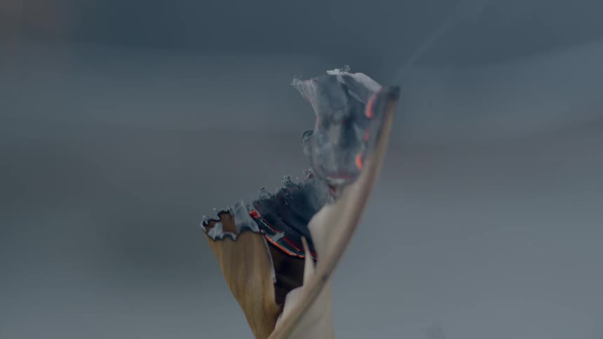 A piece of paper is burning