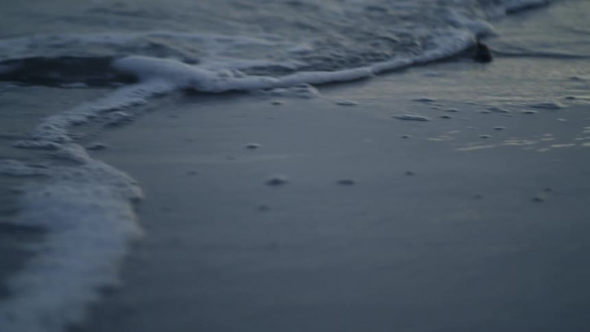 Ocean waves wash ashore a sandy beach