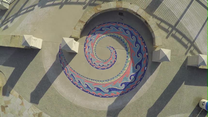 Aerial view of some artwork on concrete