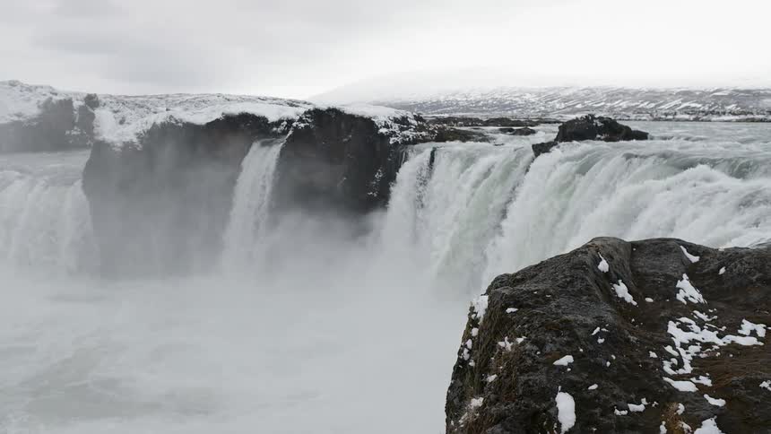 Snowy waterfall in iceland