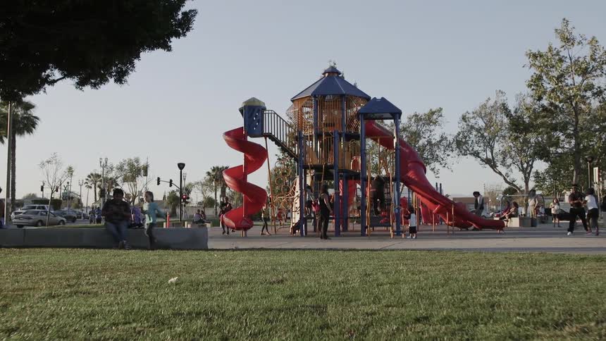Children play on the playground
