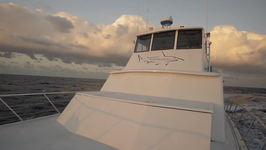 A boat travels on rough waters