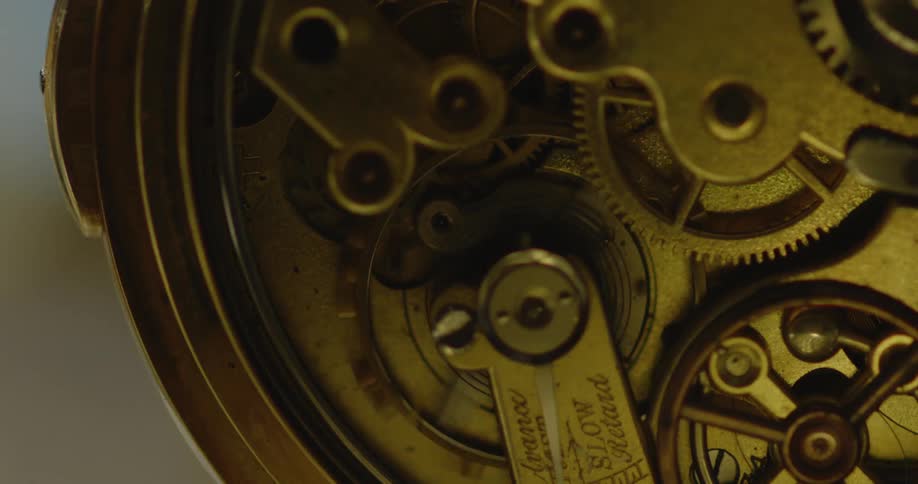 The gears in the watch turn fast