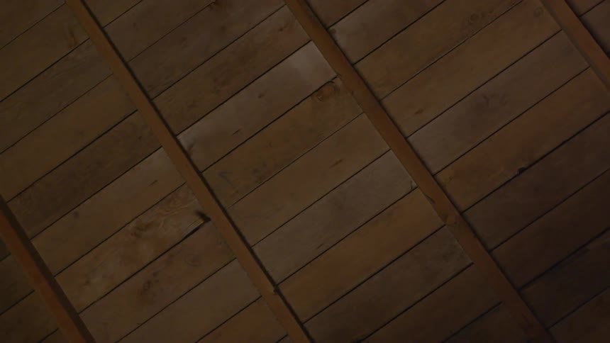 Wooden planks are shown from under