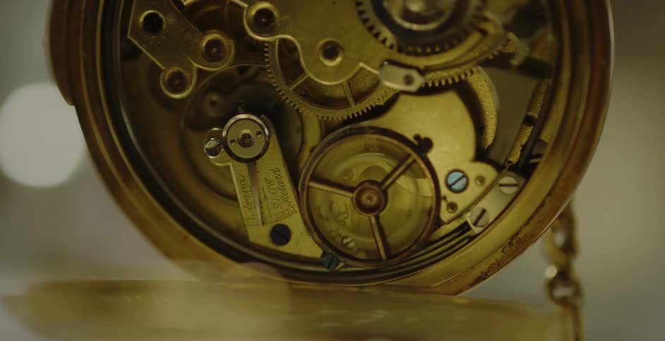 Gears move inside a watch