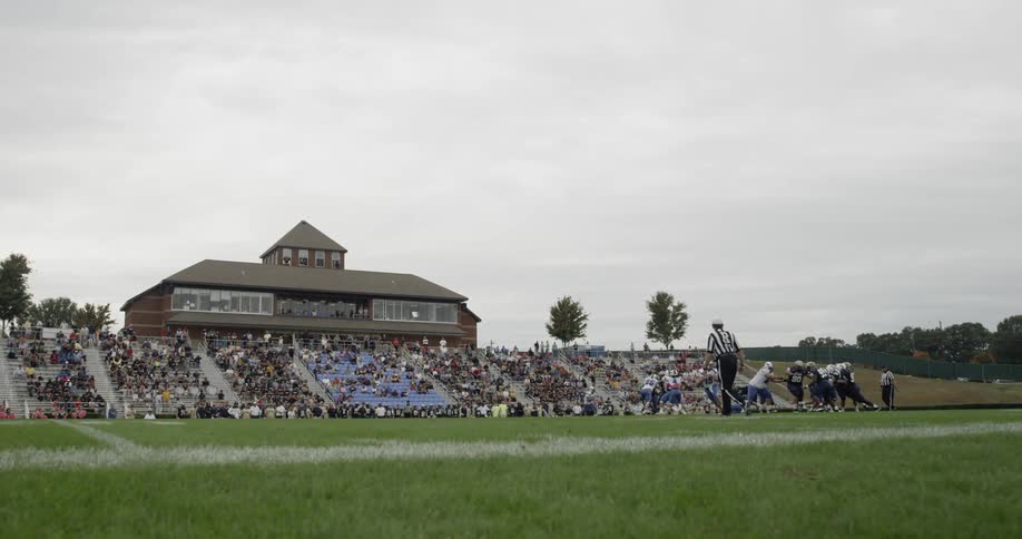A football game is played on the field