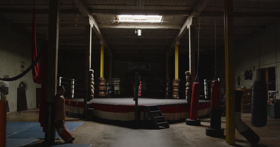 A boxing gym is empty