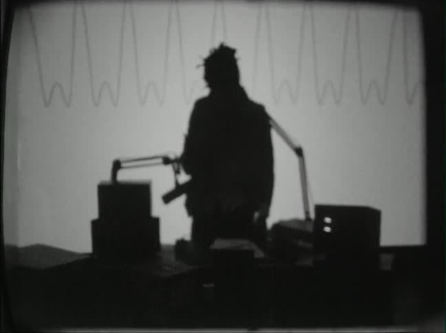 Silhouette of a person and equipment