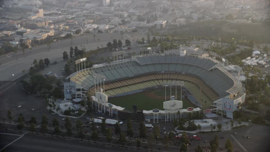 The stadium below is empty on a sunny day