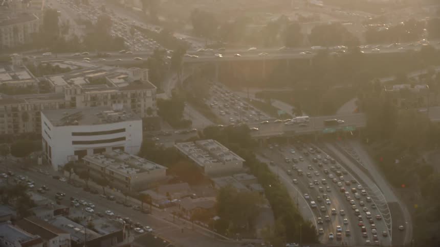 Dodger baseball stadium stands empty on a smoggy day
