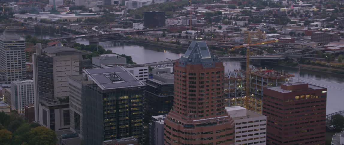 Looking around the skyscrapers in a large city