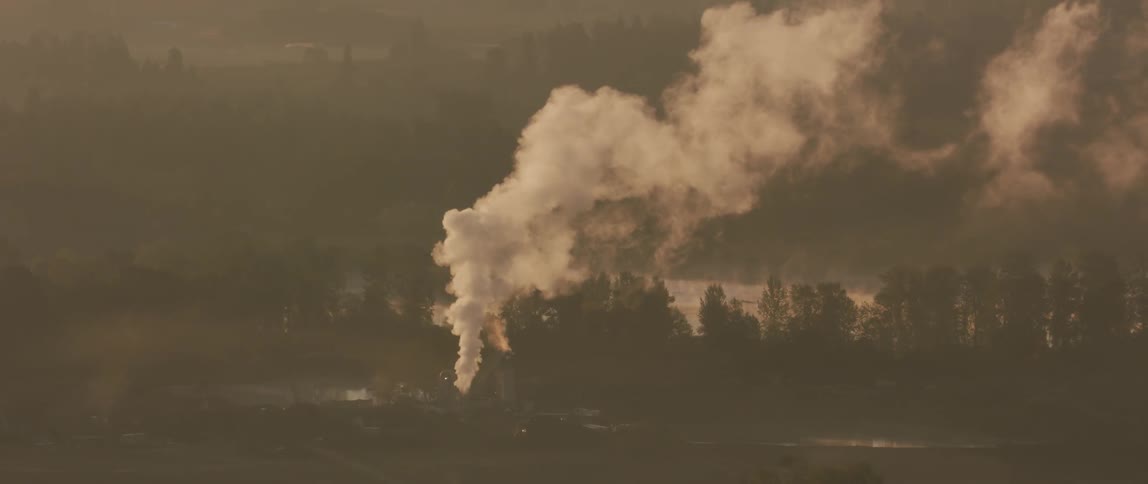Smoke pours out into the air