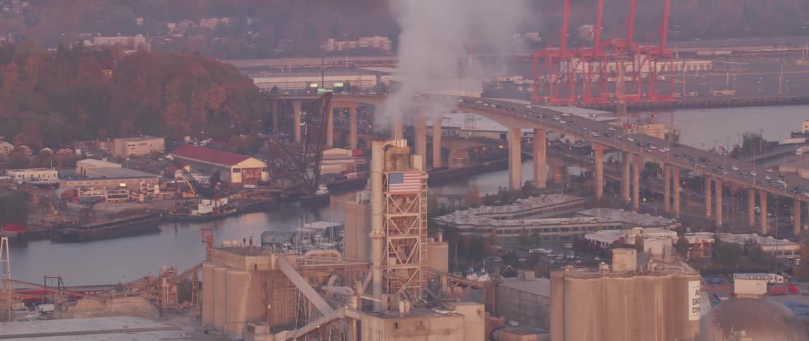 Smoke pours from an industrial site