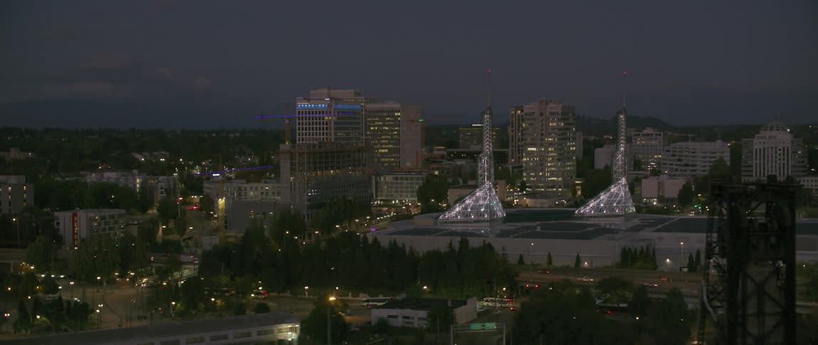 Looking out over the city lights at dusk
