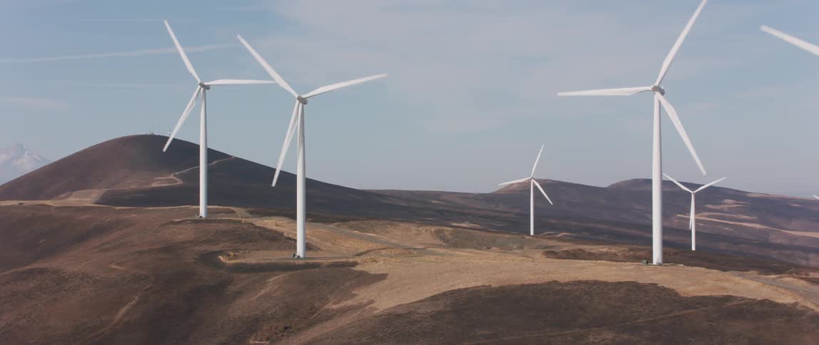 Windmills spin from the breeze