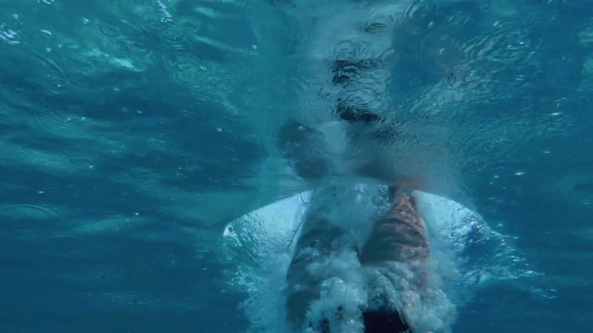 A swimmer is diving into a pool during the day