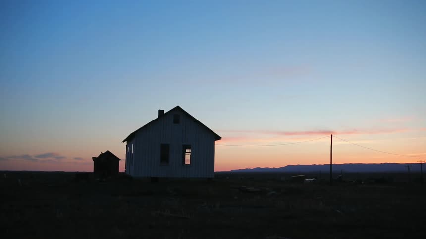 A white house at sunset