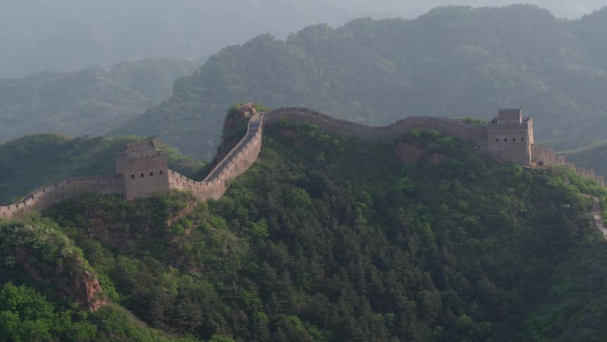 The great wall of china spans a ridge