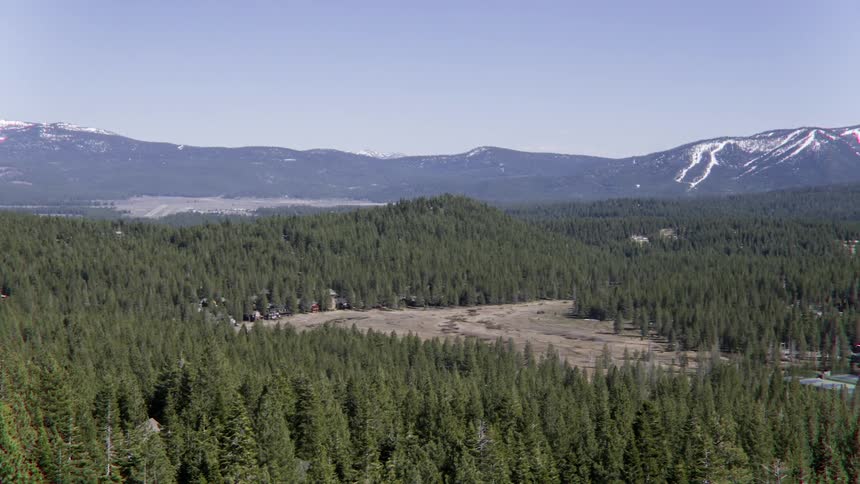 The large forest leads to the mountains ahead