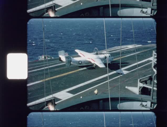 Airplane gets ready to take off from a landing strip in the ocean