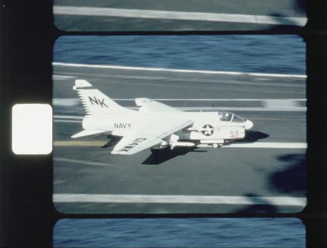 Jet lands on aircraft carrier