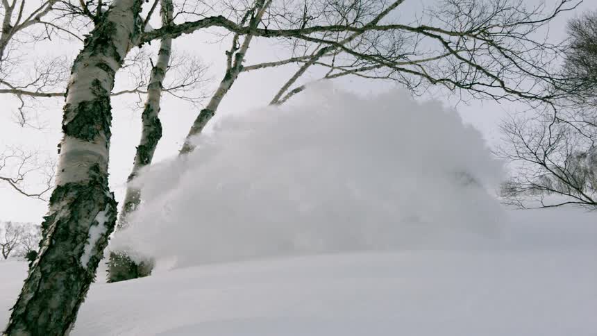 A skier sprays snow as he turns