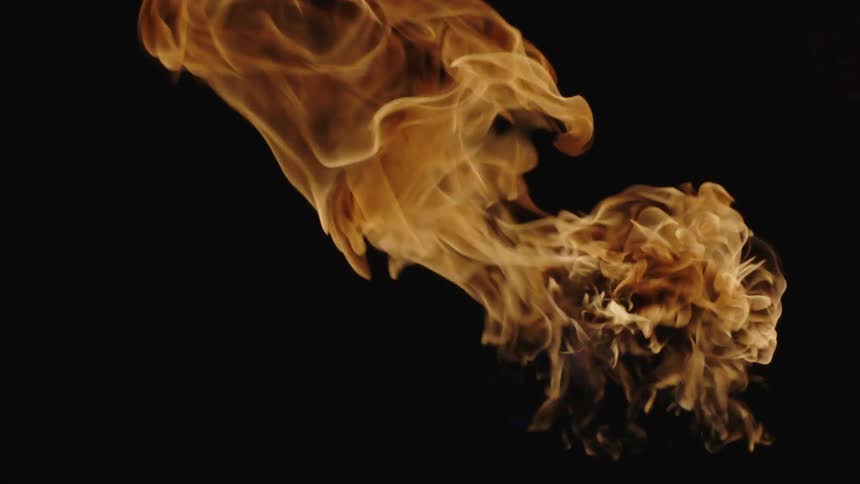 A flame burns in the air