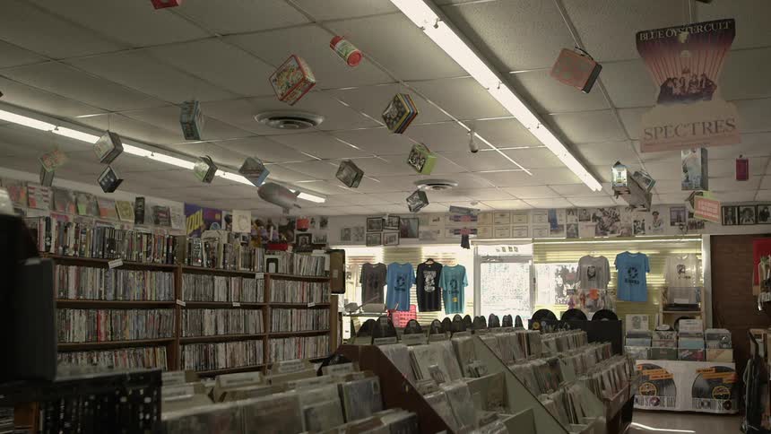 Lights turning off in a calm shop