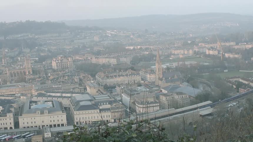 Haze over a city that is somewhat spread out