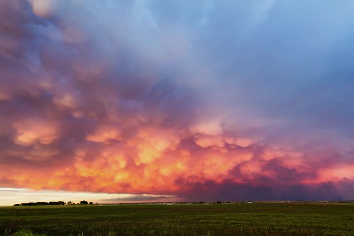 Time-lapse of major storm arriving near sunset