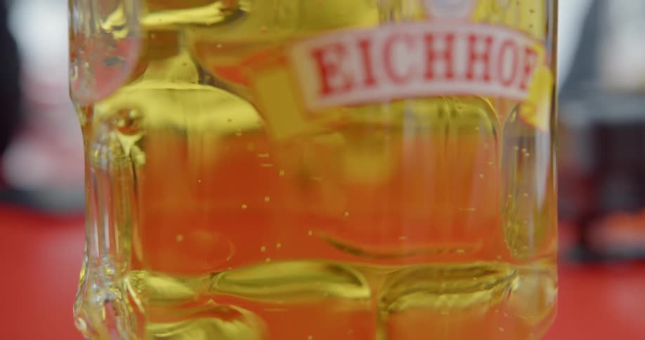 Beer bubble rise to the top in a eurpean beer glass