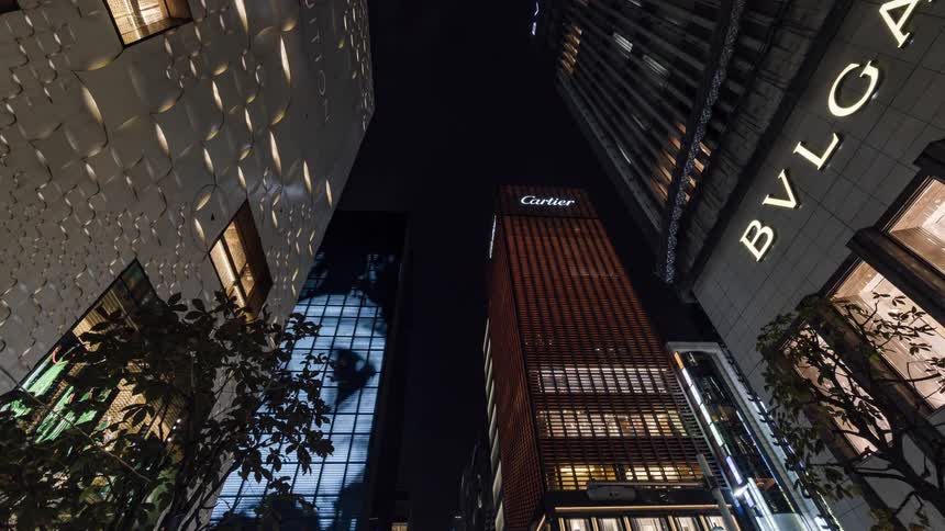 City building lights illuminate the night