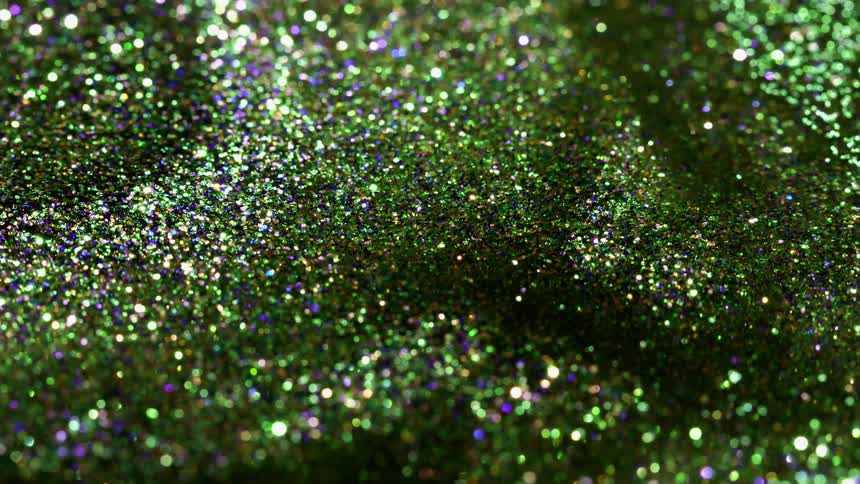 Glittery liquid flows and sparkles