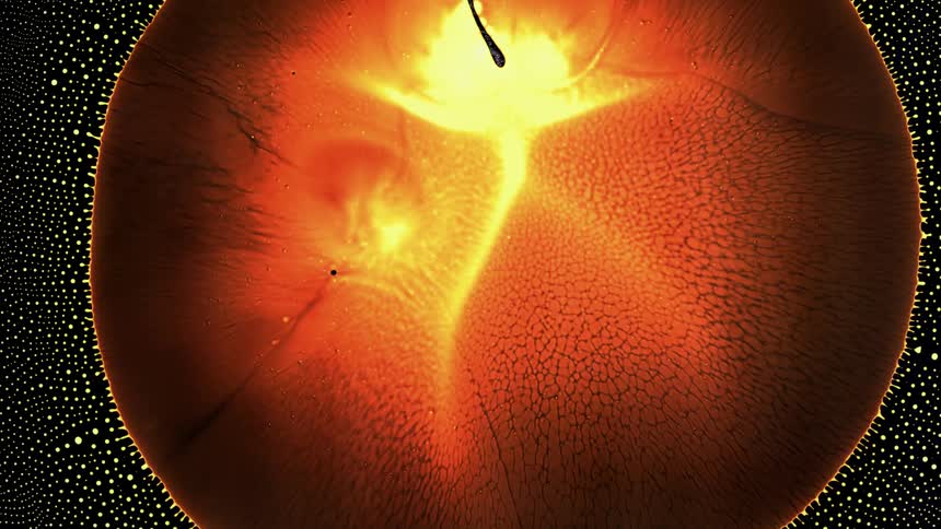 Yellow and red liquid pulsates together