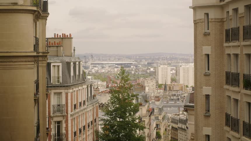 Buildings stand in a city