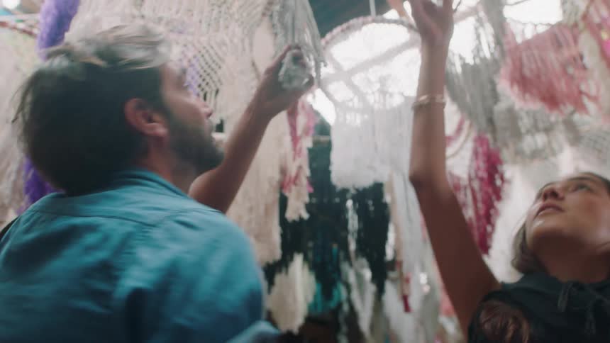 A man and woman shop together
